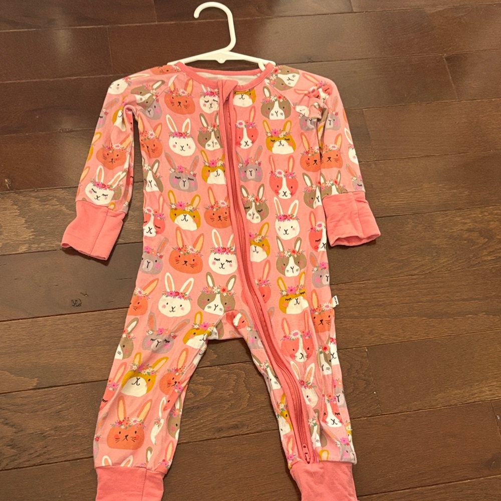 Pink Bunny Print Kids One Piece by Little Sleepies
